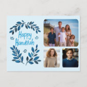 Cartes Pour Fêtes Annuelles Happy Hanoukka Botanical Watercolor CUSTOM 3 Photo (Devant)