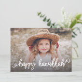 Cartes Pour Fêtes Annuelles Happy Hanoukka Chic Script Typographie Photo (Debout devant)