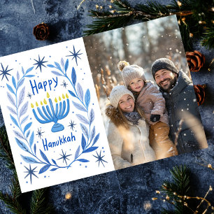 Cartes Pour Fêtes Annuelles Happy Hanoukka Menorah Main dessinée PHOTO SUR MES