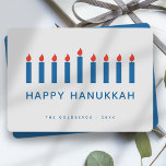Cartes Pour Fêtes Annuelles Happy Hanoukka Moderne Lumières de bougie simple<br><div class="desc">Le design est composé de lumières de bougies modernes et simples illustration. Ajoutez votre nom,  votre salutation et votre année</div>