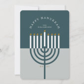 Cartes Pour Fêtes Annuelles Happy Hanoukka Moderne Menorah bougie Turquoise bl (Devant)