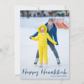 Cartes Pour Fêtes Annuelles Happy Hanoukka Photo tendance Bleu vertical Script (Devant)
