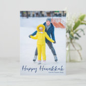 Cartes Pour Fêtes Annuelles Happy Hanoukka Photo tendance Bleu vertical Script (Debout devant)