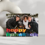 Cartes Pour Fêtes Annuelles Happy Hanoukka Rainbow Typography Photo Overlay<br><div class="desc">Happy Hanoukka Rainbow Typography Photo Overlay Carte de vacances</div>