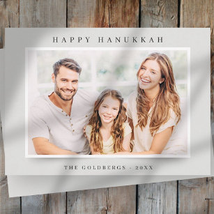Cartes Pour Fêtes Annuelles Happy Hanoukka Simple Elegant Photo Famille Person