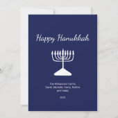 Cartes Pour Fêtes Annuelles Happy Hanoukka Simple Menorah Blue (Devant)