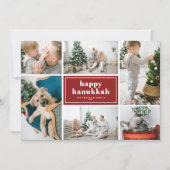 Cartes Pour Fêtes Annuelles Happy Hanoukka Typography Red Photo Collage (Devant)