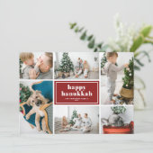 Cartes Pour Fêtes Annuelles Happy Hanoukka Typography Red Photo Collage (Debout devant)