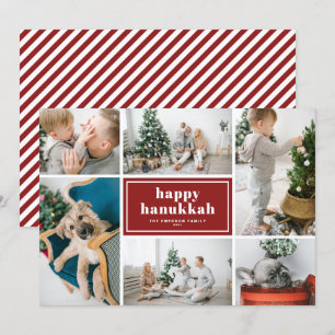 Cartes Pour Fêtes Annuelles Happy Hanoukka Typography Red Photo Collage