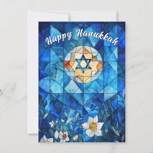 Cartes Pour Fêtes Annuelles 🕎 Happy Hanoukka, vitrail personnalisable (Devant)