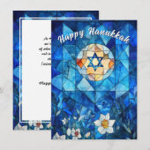 Cartes Pour Fêtes Annuelles 🕎 Happy Hanoukka, vitrail personnalisable (Devant / Derrière)