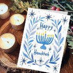 Cartes Pour Fêtes Annuelles Happy Hanukkah Botanical Menorah Watercolor<br><div class="desc">Sweet drawing to wish someone happy hanukkah! Click "edit using design tool" to add your own text. Also available as postcard, flat card or digital download to send instantly via email or text message. Check my shop for more or let me know if you'd like something custom! I can create...</div>