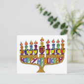 Cartes Pour Fêtes Annuelles Happy Hanukkah Dreidels Menorah (Debout devant)