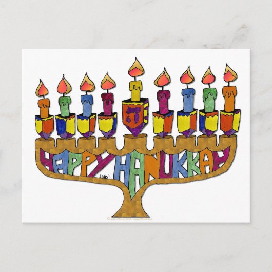 Cartes Pour Fêtes Annuelles Happy Hanukkah Dreidels Menorah (Devant)