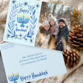 Cartes Pour Fêtes Annuelles Happy Hanukkah Menorah Hand Drawn CUSTOM PHOTO