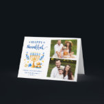 Cartes Pour Fêtes Annuelles Happy Hanukkah Peace Love Latkes Festive 2 Photo<br><div class="desc">Send your Wishes with this Photo Holiday Card that feature a Hanukkah Script and Watercolor Jewish Holiday Symbols to highlight your greeting message.</div>