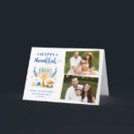 Cartes Pour Fêtes Annuelles Happy Hanukkah Peace Love Latkes Festive 2 Photo<br><div class="desc">Send your Wishes with this Photo Holiday Card that feature a Hanukkah Script and Watercolor Jewish Holiday Symbols to highlight your greeting message.</div>