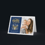 Cartes Pour Fêtes Annuelles Happy Hanukkah Peace Love Latkes Lights Photo<br><div class="desc">Send your Wishes with this Holiday Photo card that feature a Stunning Happy Hanukkah Script and Symbol to highlight your greeting message.</div>