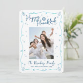 Cartes Pour Fêtes Annuelles Happy Hanukkah Photo Hand Drawn Cute Custom Note (Debout devant)