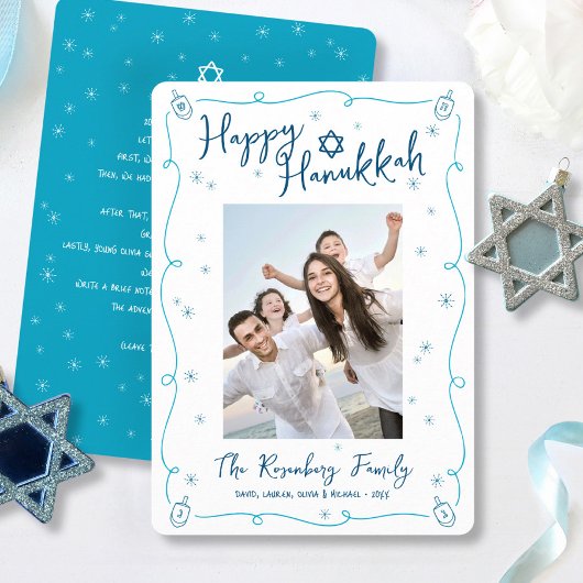 Cartes Pour Fêtes Annuelles Happy Hanukkah Photo Hand Drawn Cute Custom Note