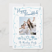 Cartes Pour Fêtes Annuelles Happy Hanukkah Photo Hand Drawn Doodles Your Note (Devant)