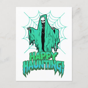 Cartes Pour Fêtes Annuelles Happy Hauny : Éffrayant Green Grim Reaper Hallowee