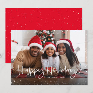 Cartes Pour Fêtes Annuelles Happy holiday simple snow frame photo card