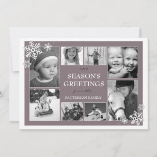 Cartes Pour Fêtes Annuelles Happy Holiday Snowflakes 8 Photo Collage en Plum