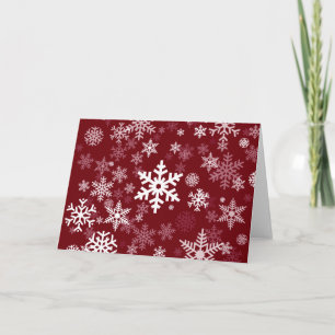 Cartes Pour Fêtes Annuelles Happy Holiday Snowflakes Motif sur rouge bordeaux