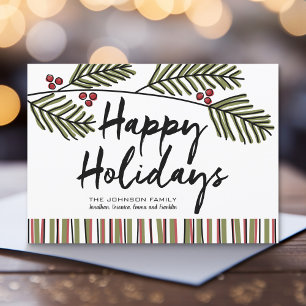 Cartes Pour Fêtes Annuelles Happy Holiday Whimsical Pine Branch Non-Photo