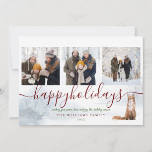 Cartes Pour Fêtes Annuelles Happy Holidays 3 Photo Collage Fox Christmas