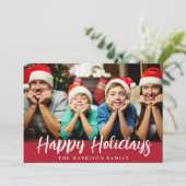 Cartes Pour Fêtes Annuelles Happy Holidays 4 Script photo (Debout devant)