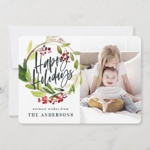 Cartes Pour Fêtes Annuelles Happy Holidays aquarelle photo florale