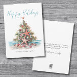 Cartes Pour Fêtes Annuelles Happy Holidays Beach Christmas Tree<br><div class="desc">Bonne Plage de vacances Noël Arbre de Noël Carte de vacances. Joyeuses fêtes ! Détendez un peu de gaieté côtière avec cette carte de vacances inspirée de la plage avec une charmante coquille et un sapin de Noël d'étoiles de mer. Le design présente l'élégant scénario Happy Holidays au sommet, un...</div>