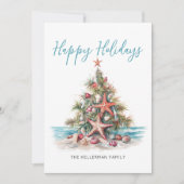 Cartes Pour Fêtes Annuelles Happy Holidays Beach Christmas Tree (Devant)