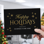Cartes Pour Fêtes Annuelles Happy Holidays Black Gold Elegant Modern Business