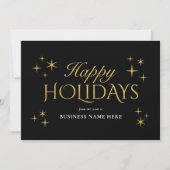 Cartes Pour Fêtes Annuelles Happy Holidays Black Gold Elegant Modern Business (Devant)
