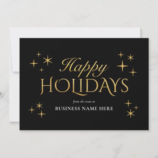 Cartes Pour Fêtes Annuelles Happy Holidays Black Gold Elegant Modern Business (Devant)