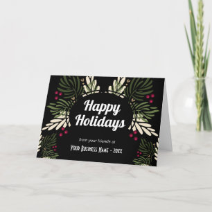 Cartes Pour Fêtes Annuelles Happy Holidays Branches Business logo