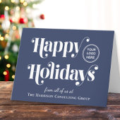Cartes Pour Fêtes Annuelles Happy Holidays Business Logo Blue