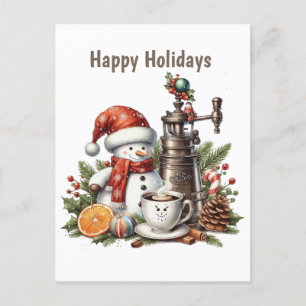Cartes Pour Fêtes Annuelles Happy Holidays café bonhomme de neige