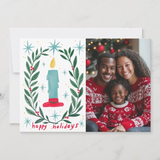 Cartes Pour Fêtes Annuelles Happy Holidays Candle Main Drag CUSTOM (Devant)