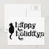 Cartes Pour Fêtes Annuelles Happy Holidays Chat Silhouette (Devant / Derrière)