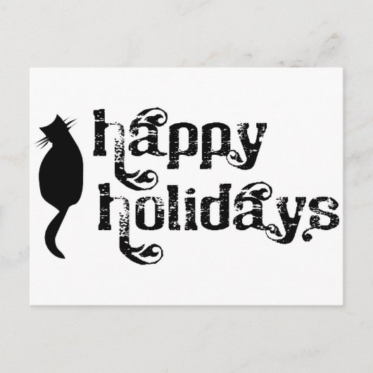 Cartes Pour Fêtes Annuelles Happy Holidays Chat Silhouette (Devant)