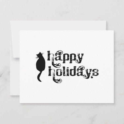 Cartes Pour Fêtes Annuelles Happy Holidays Chat Silhouette (Devant)