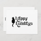 Cartes Pour Fêtes Annuelles Happy Holidays Chat Silhouette (Devant / Derrière)