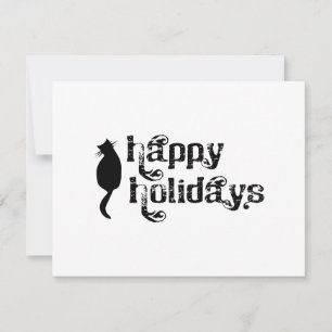 Cartes Pour Fêtes Annuelles Happy Holidays Chat Silhouette