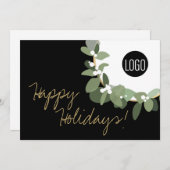 Cartes Pour Fêtes Annuelles Happy Holidays Custom Corporate Logo Wreath (Devant / Derrière)