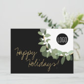 Cartes Pour Fêtes Annuelles Happy Holidays Custom Corporate Logo Wreath (Debout devant)