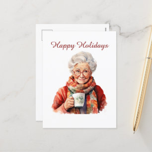 Cartes Pour Fêtes Annuelles Happy Holidays dame âgée personnalisable